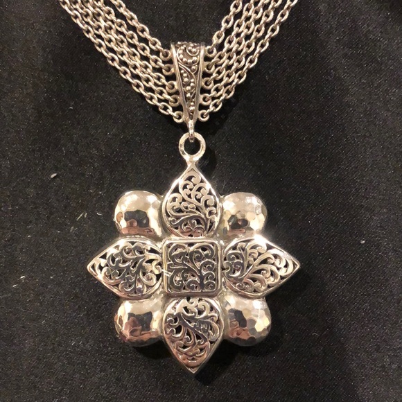 LOIS HILL Sterling Silver Reversible Multi-Strand Floral Pendant Necklace - Picture 13 of 17